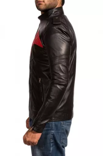Batman red and black leather jacket men's genuine lambskin leather jacket