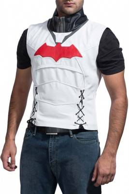 Batman arkham knight red hood vest men's genuine lambskin leather vest 1