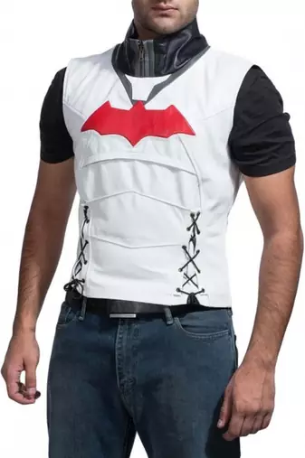 Batman arkham knight red hood vest men's genuine lambskin leather vest