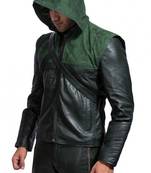 Green-arrow-leather-jacket men's genuine lambskin leather jacket