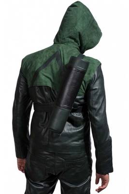 Green-arrow-leather-jacket men's genuine lambskin leather jacket 2