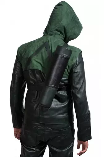 Green-arrow-leather-jacket men's genuine lambskin leather jacket