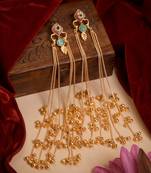 Designer Gold Plated Long Tassel Earrings for Women | Ethnic Party Wear Statement Earrings