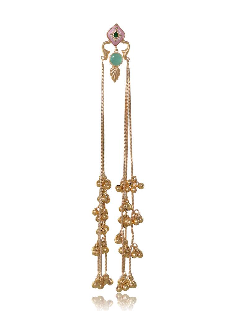 Designer Gold Plated Long Tassel Earrings for Women | Ethnic Party Wear Statement Earrings