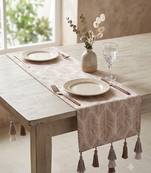  stave botanical cotton ivory table runner   (6 seater)   