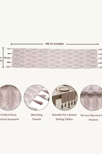  stave botanical cotton ivory table runner   (6 seater)   