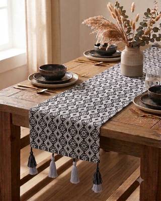  stave tribal cotton black table runner (6 seater)    1
