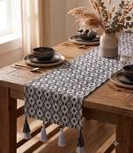  stave tribal cotton black table runner (6 seater)   