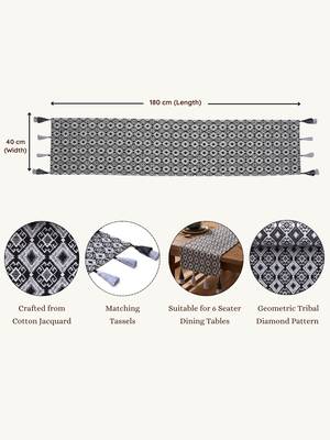  stave tribal cotton black table runner (6 seater)    2