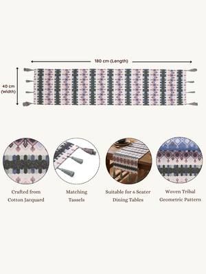  stave tribal cotton ivory table  runner (6 seater)    2