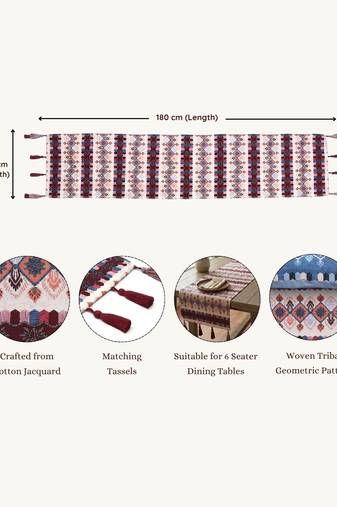  stave tribal cotton ivory table runner (6 seater)    