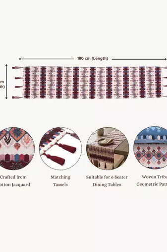  stave tribal cotton ivory table runner (6 seater)    