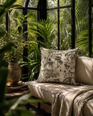  off white animal print cotton cushion cover (16"x16") 1