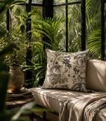  off white animal print cotton cushion cover (16"x16")