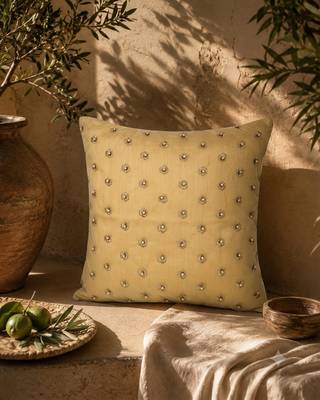  gold floral embroidered faux silk cushion cover (16"x16") 1