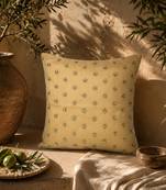  gold floral embroidered faux silk cushion cover (16"x16")