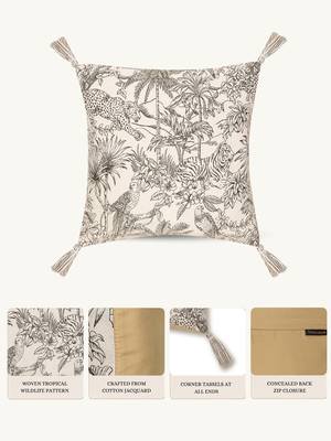  off white animal print cotton cushion cover (16"x16") 2