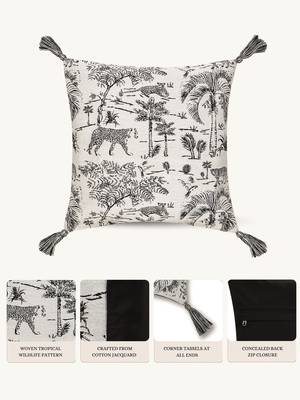  off white animal print cotton cushion cover (16"x16") 2