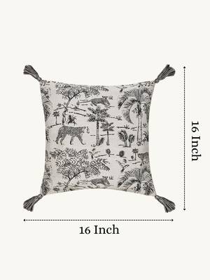  off white animal print cotton cushion cover (16"x16") 3