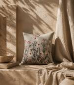  sage green floral embroidered cotton cushion cover (16"x16")