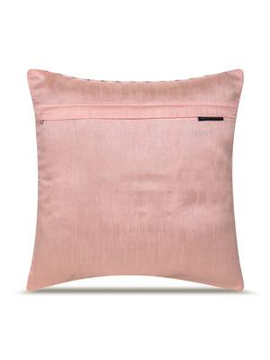  pink floral embroidered faux silk cushion cover (16"x16") 4