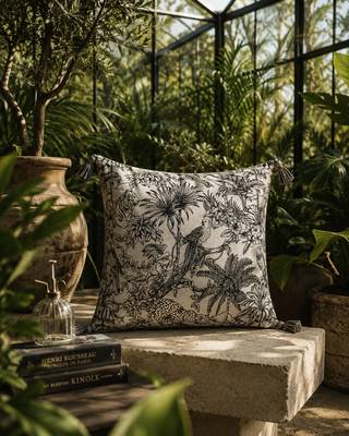  off white animal print cotton cushion cover (16"x16") 1