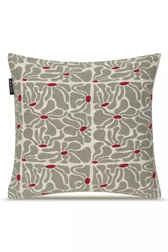  sage green floral embroidered cotton cushion cover (16"x16")