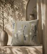  sage green floral embroidered cotton cushion cover (16"x16")