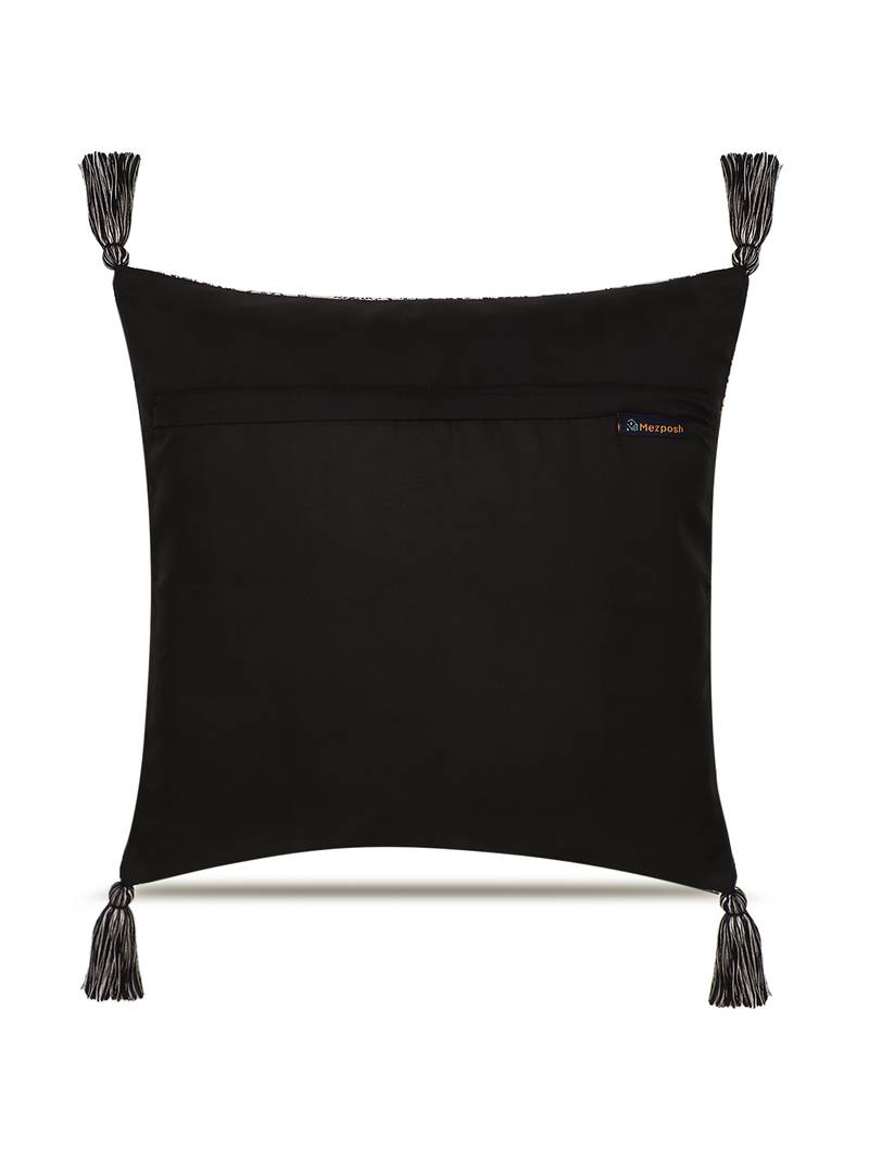  off white animal print cotton cushion cover (16"x16")