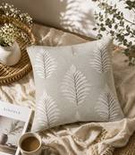  green botanical embroidered cotton cushion cover (16"x16")