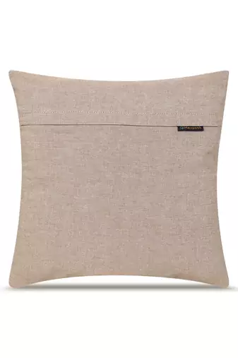  beige botanical embroidered cotton cushion cover (16"x16")