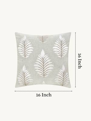  green botanical embroidered cotton cushion cover (16"x16") 3