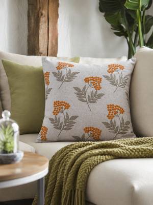  ice blue floral embroidered cotton cushion cover (16"x16") 1
