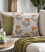  ice blue floral embroidered cotton cushion cover (16"x16")
