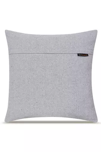  ice blue floral embroidered cotton cushion cover (16"x16")