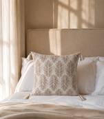  off white botanical embroidered acrylic cushion cover (16"x16")