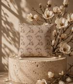  beige floral embroidered cotton cushion cover (16"x16")