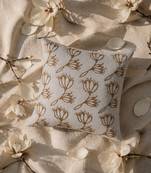  ice blue floral embroidered cotton cushion cover (16"x16")