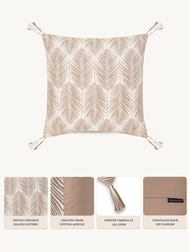  off white botanical embroidered acrylic cushion cover (16"x16")