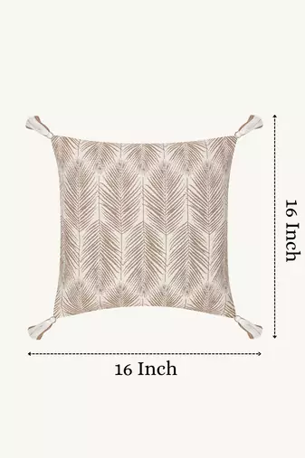  off white botanical embroidered acrylic cushion cover (16"x16")