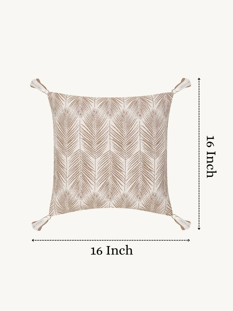  off white botanical embroidered acrylic cushion cover (16"x16")