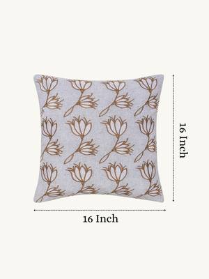  ice blue floral embroidered cotton cushion cover (16"x16") 3