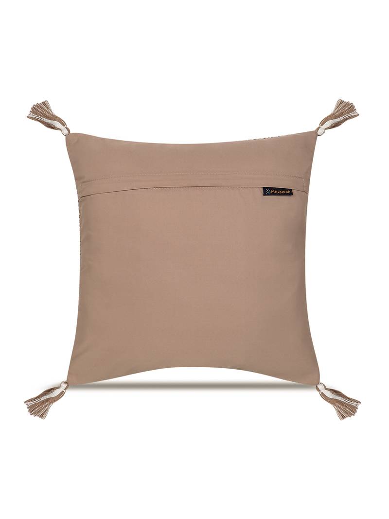  off white botanical embroidered acrylic cushion cover (16"x16")
