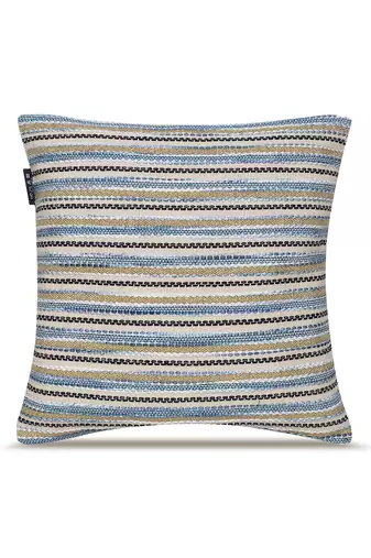  sky blue floral embroidered cotton cushion cover (16"x16")