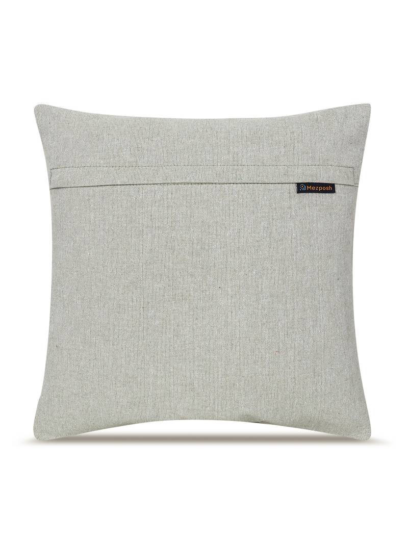  sage green botanical embroidered cotton cushion cover (16"x16")