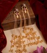 Designer Gold Plated Long Tassel Earrings for Women | Ethnic Party Wear Statement Earrings