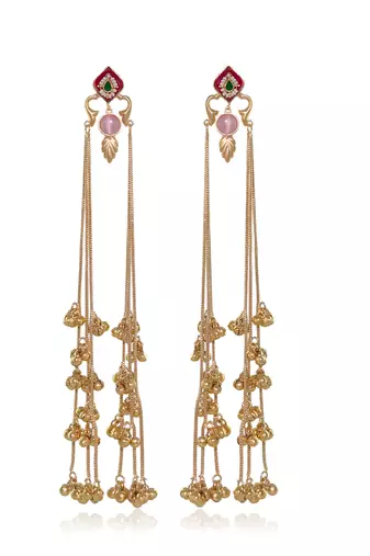 Designer Gold Plated Long Tassel Earrings for Women | Ethnic Party Wear Statement Earrings