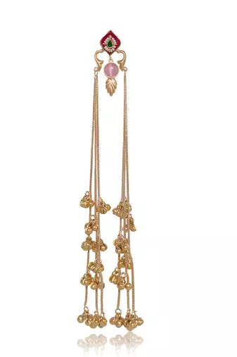 Designer Gold Plated Long Tassel Earrings for Women | Ethnic Party Wear Statement Earrings