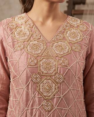 Rose premium chinon beads work sharara suit set 2