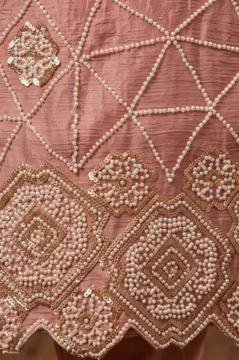 Rose premium chinon beads work sharara suit set